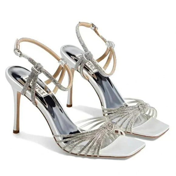 Badgley Mischka Women's Estella Crystal Knot Cocktail Sandals Size 7.5 MSRP $255 - Picture 1 of 11